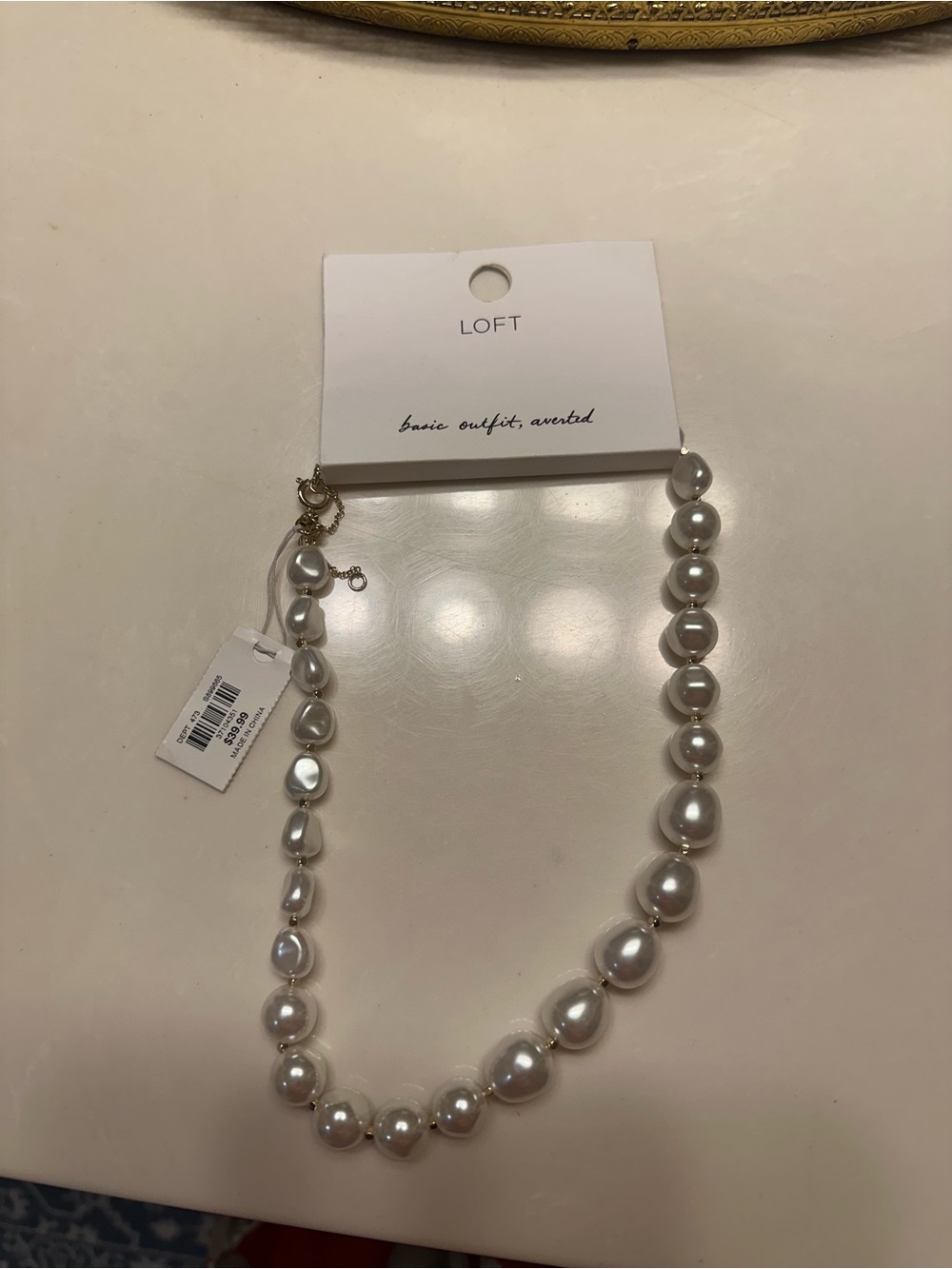 LOFT Pearl Necklace - Cream Luster Faux Pearls